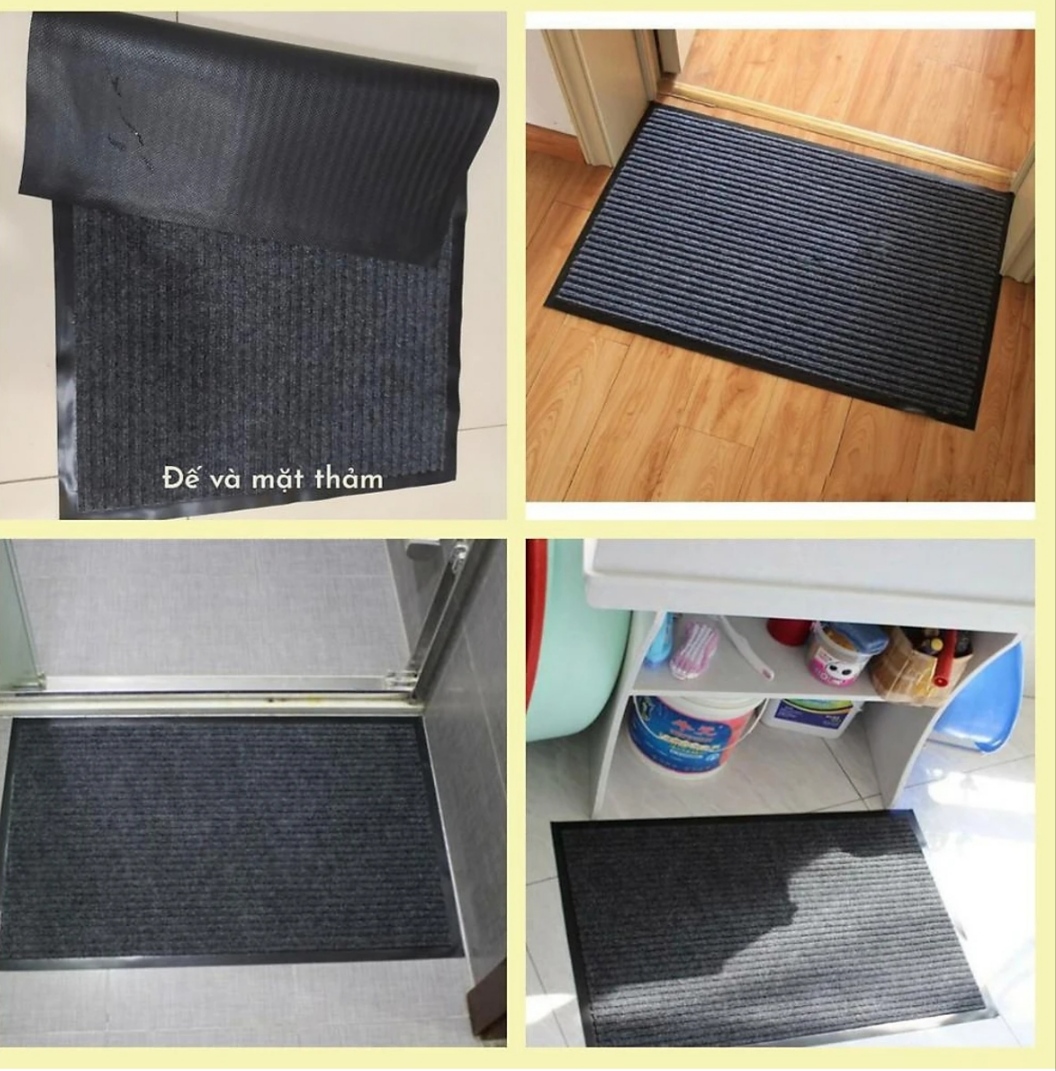 Thảm chùi chân đế chống trượt dạng sọc Stripmate Màu Xám đen / Xám đỏ kT 40 x 60 cm