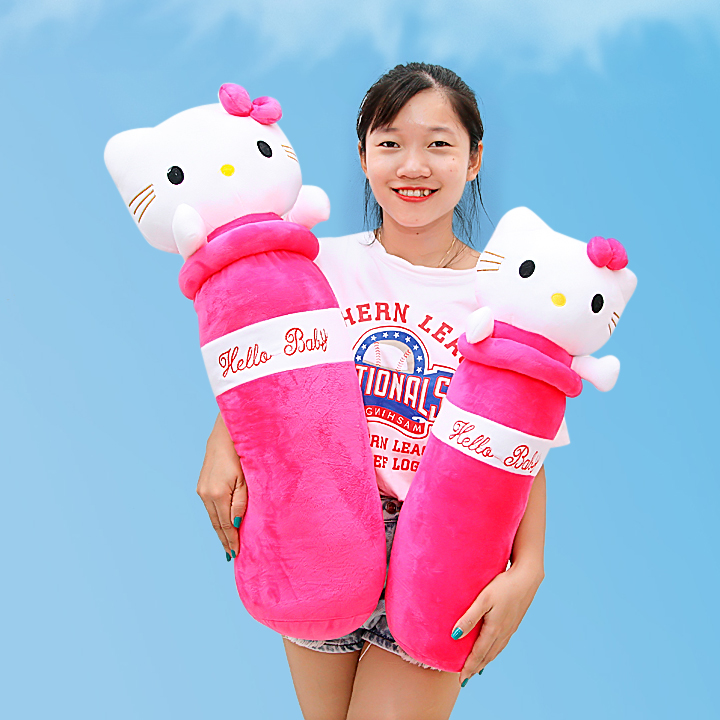 Gối ôm ngủ mèo kitty hồng cao cấp