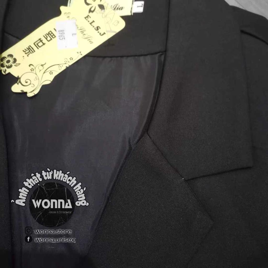 Áo khoác áo vest blazer nam nữ màu đen phong cách Hàn Quốc unisex công sở lịch lãm