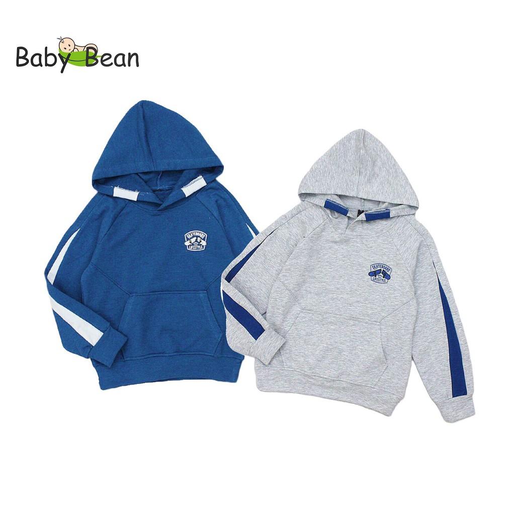 Áo Hoodie Nỉ Tay Dài Trùm Đầu in Chữ Bé Trai BabyBean