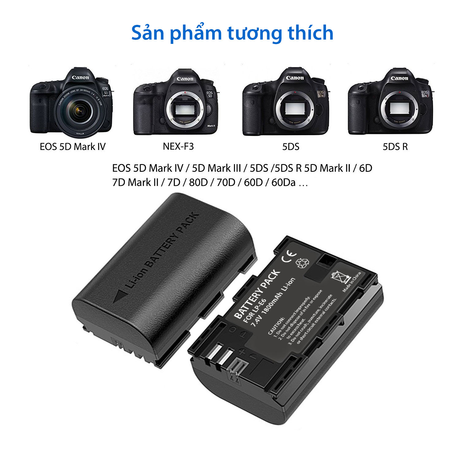 Sạc Pin Máy Ảnh Canon LP-E6 LPE6, Sạc Pin Máy Ảnh Canon 5D Mark II III IV 70D 5Ds 6D 5Ds 80D 7D 60D 5Ds R