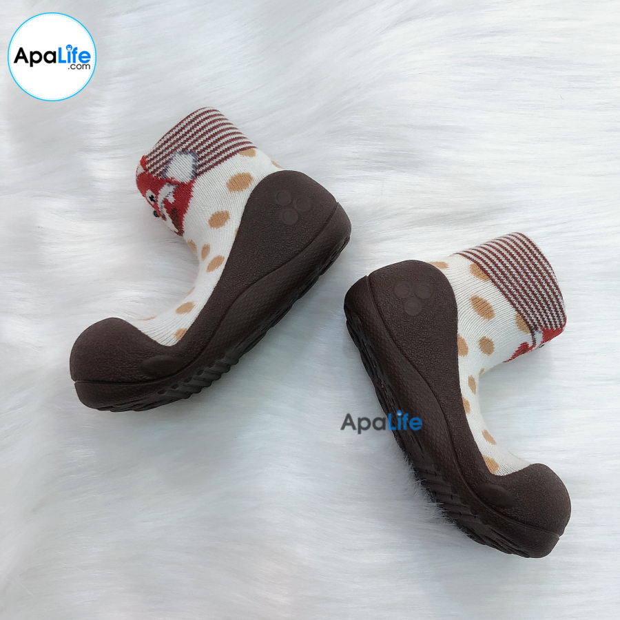Attipas Zoo - Brown/ AT049 - Giày tập đi cho bé trai /bé gái từ 3 - 24 tháng nhập Hàn Quốc: đế mềm, êm chân &amp; chống trượt