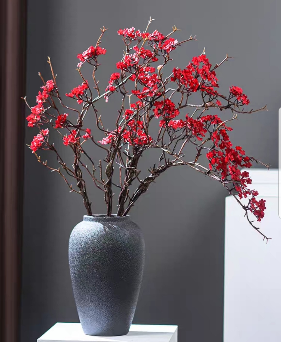 Cành hoa giả Đào Tuyết đẹp trang trí, decor phòng khách, nhà hàng, quán coffee
