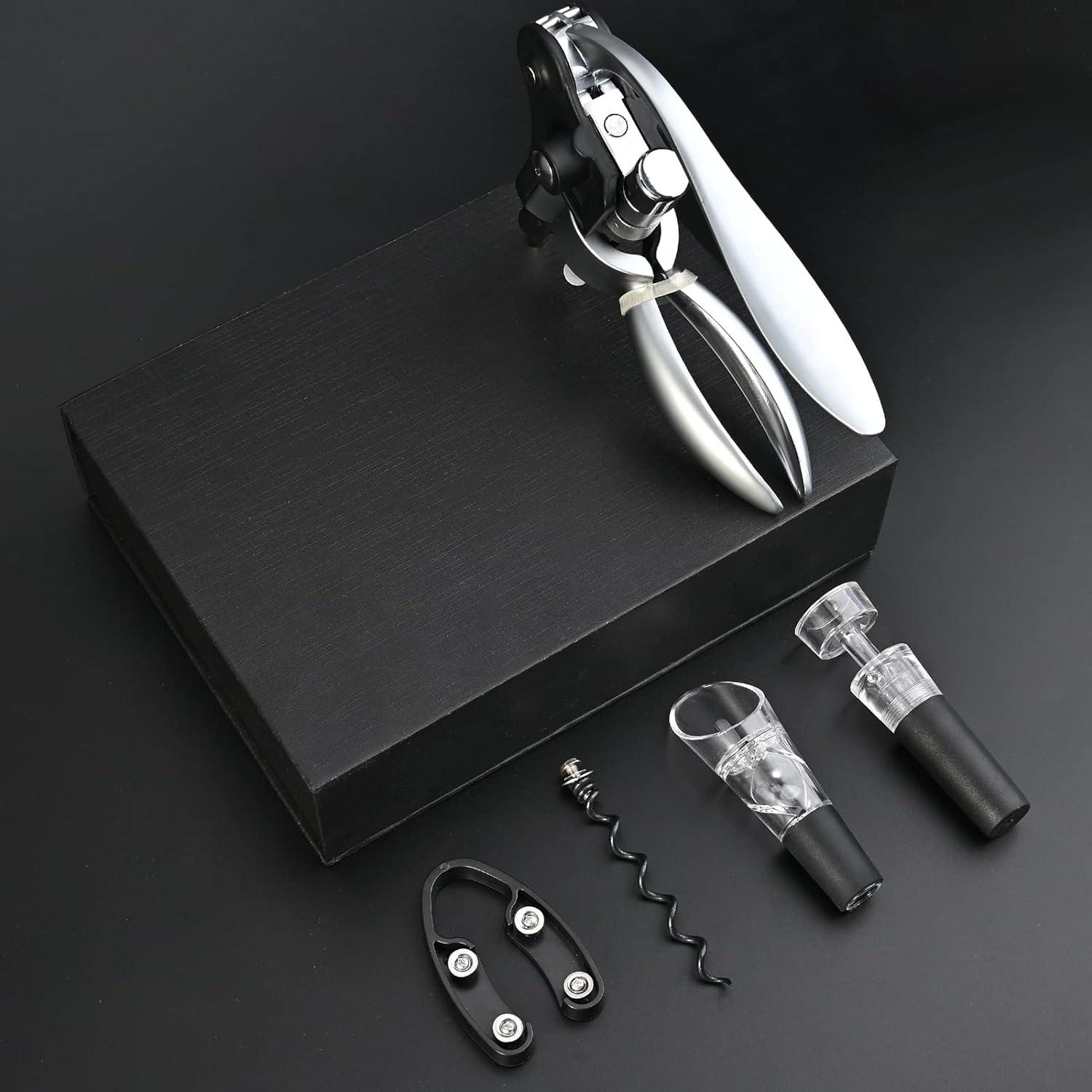 Chụp Cork, dụng cụ mở chai rượu vang với hộp số quà tặng, 5 miếng phụ kiện rượu, bộ dụng cụ mở chai, quà tặng nam