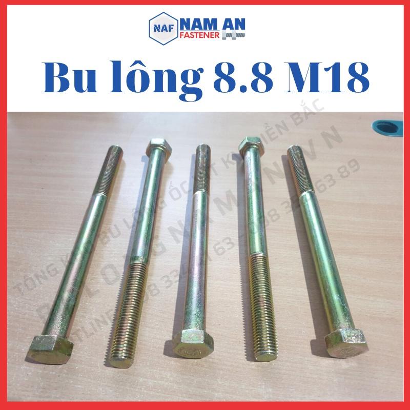 Bulong M18 cấp bền 8.8, bu lông lục giác M18, bu lông 8.8, độ dài: 40->200 mm. Màu: Đen, Vàng, Trắng