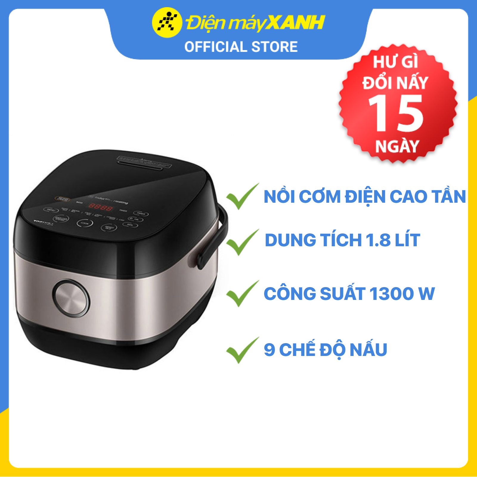 Nồi cơm điện Toshiba 1.8 Lít RC-18IX1PV - Hàng chính hãng