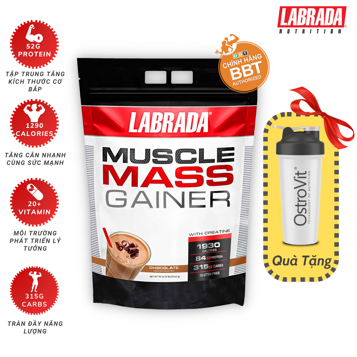 Muscle Mass Gainer 12lbs Labrada  - Chính Hãng BBT