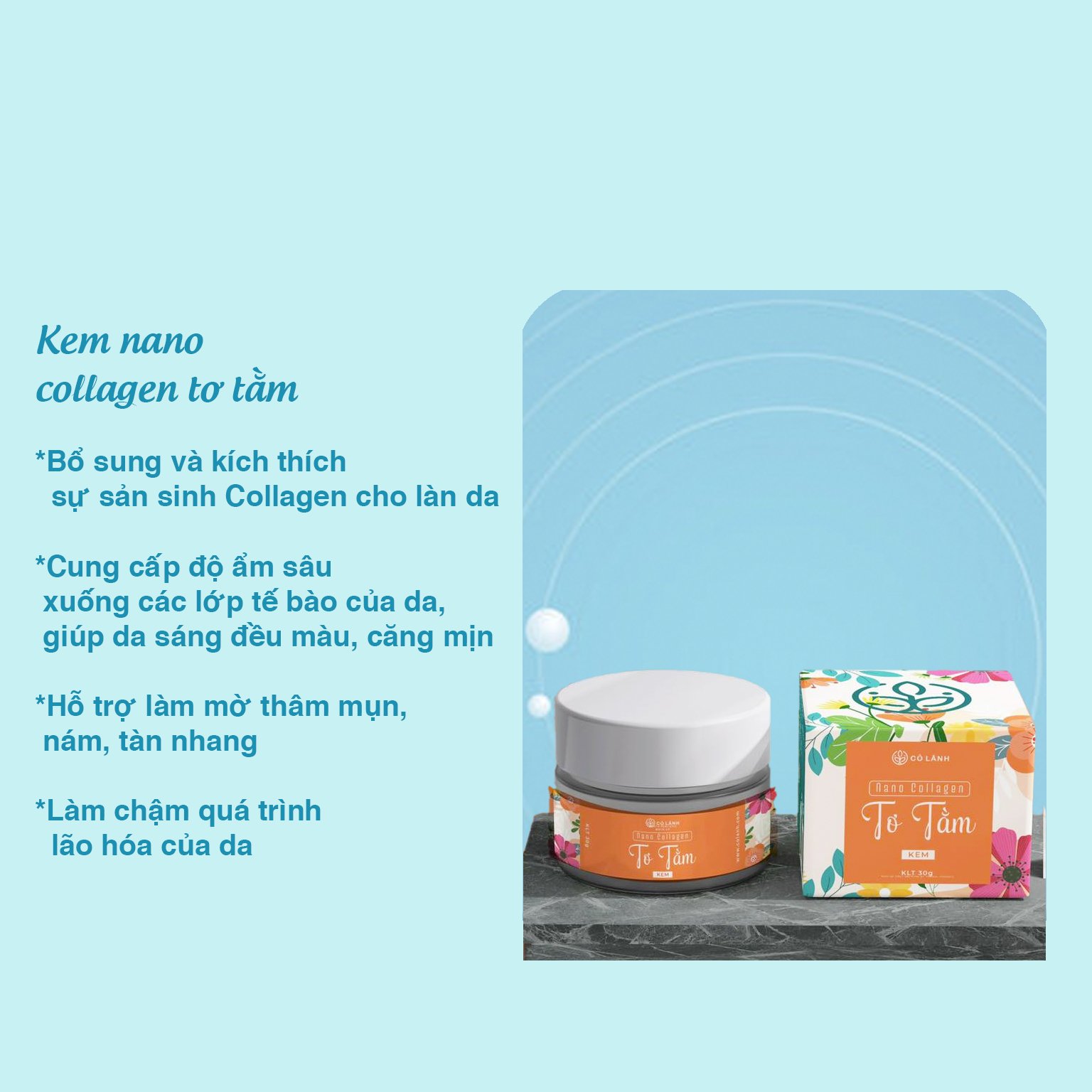 Kem Nano Collagen Tơ tằm Cỏ Lành 30g 