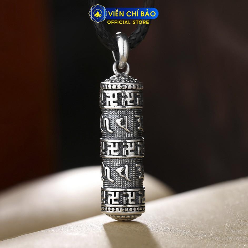 Mặt dây chuyền bạc nam VIỄN CHÍ BẢO Trụ Kim Luân Lục Tự Chữ Vạn chất liệu bạc thái 925 M100142