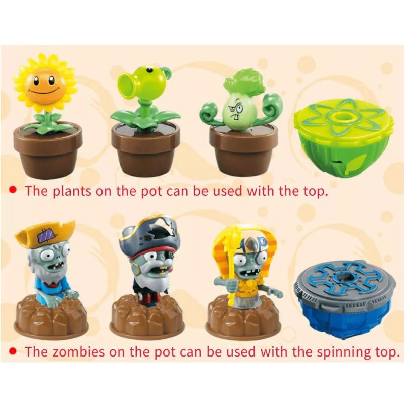 Combo bộ 06 Con Quay Beyblade Chiến Đấu Tác Động Plants vs Zombies 2 Đồ chơi trẻ em T18002