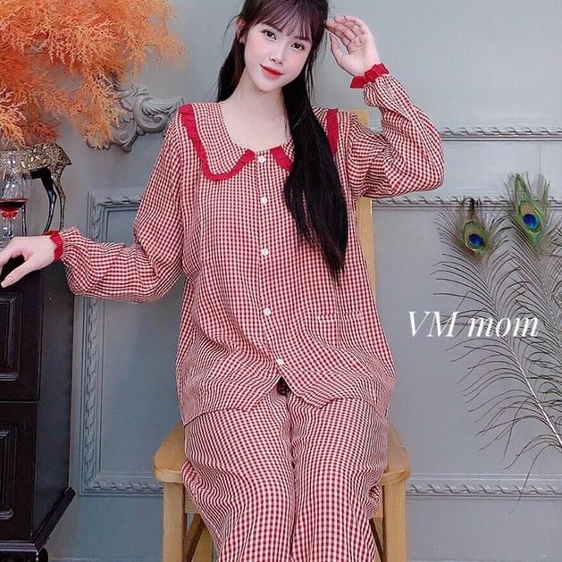 Bộ bầu và sau sinh DÀI TAY Xuân Hè cho con bú, size 43-&gt;70kg, chất kate thái, cho bà bầu mặc nhà