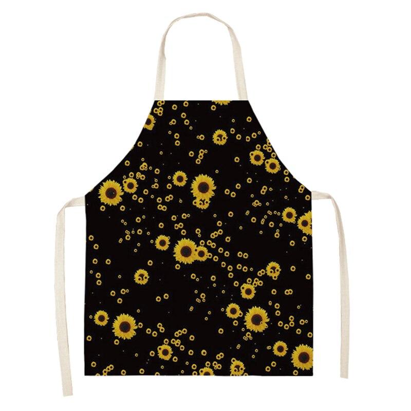Ladies Men Sunflower Apron Boho Style Oil Proof Kitchen Apron for Cooking Baking Gardening