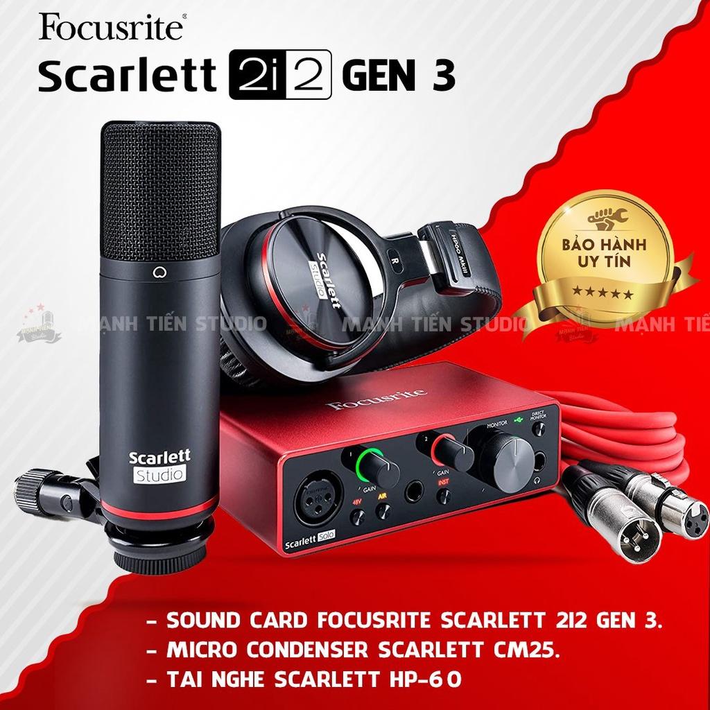 Combo soundcard và micro Focusrite Scarlett 2i2 Studio (Gen 3)- thu âm livestream karaoke tặng tai nghe kiểm âm HD2000