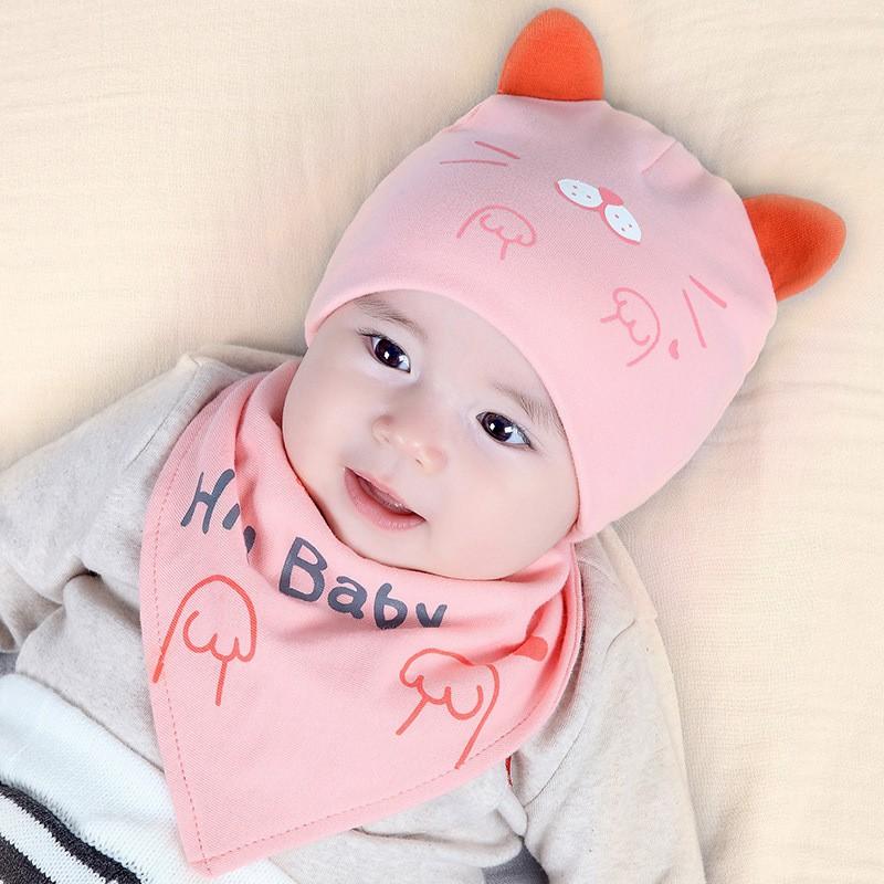 Set mũ và khăn tam giác cho bé trai bé gái từ 3 tháng đến 1 tuổi