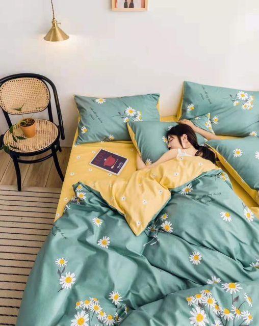 Trọn bộ 5 món vỏ chăn ga gối poly cotton - cúc hoạ mi