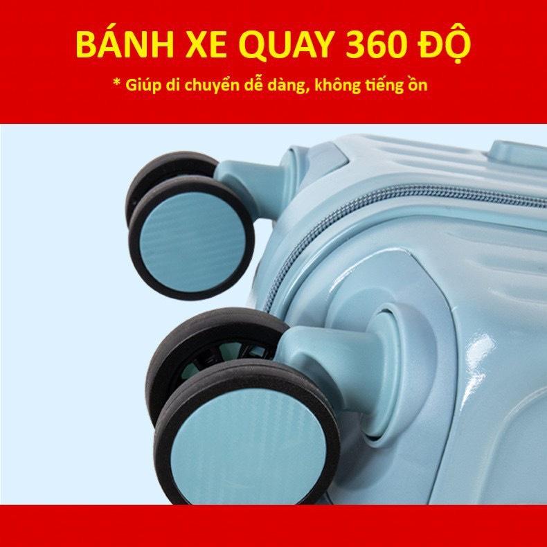 Vali kéo du lịch thời trang Hàn Quốc AS102 nhựa dẻo ABS, Chống va đập, khóa số an toàn (size 20 + 24 inch)