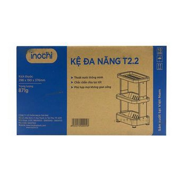 Kệ Đa Năng 3 Tầng Bằng Nhựa Cao Cấp Nachi Inochi Nhật Bản - Dùng Trong Nhà Bếp, Phòng Tắm, Phòng Ngủ   - Giao màu ngẫu nhiên