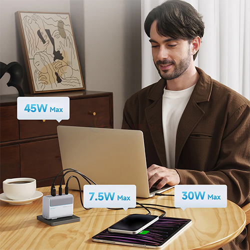 Combo cốc sạc Cuktech GaN 1USB 2Type-C 100W + Cáp USB Type-C to Type-C AD1003US - Hàng chính hãng