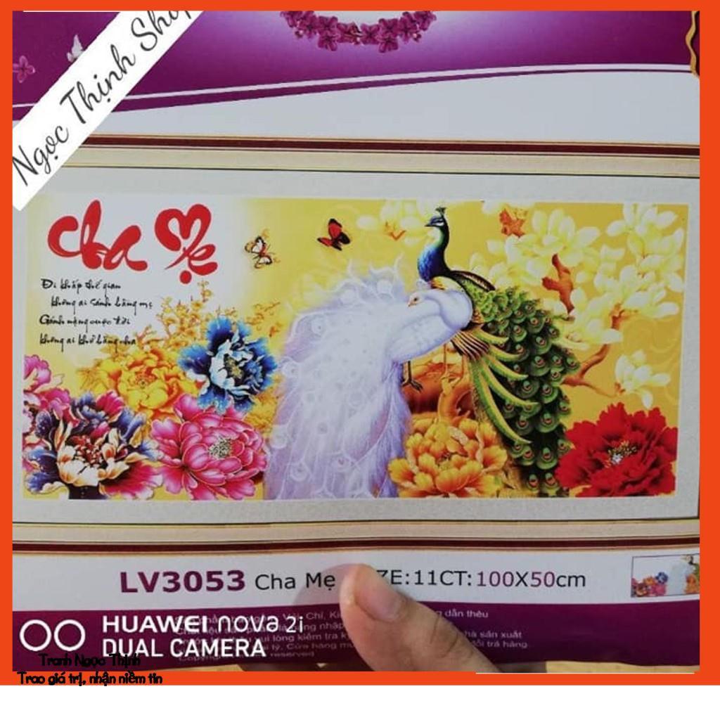 Tranh thêu Cha mẹ đôi công- LV3053- KT: 1mx50Cm