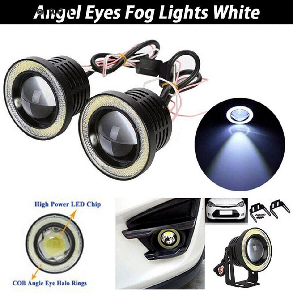 Queenten 2.5'' 15W Car White COB LED Projector Angel Eyes Blue Ring DRL Fog Light Lamp  QT