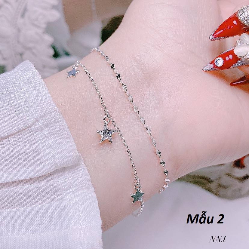 Lắc tay nữ kiểu 2 sợi mảnh chất liệu bạc s925 MS87c