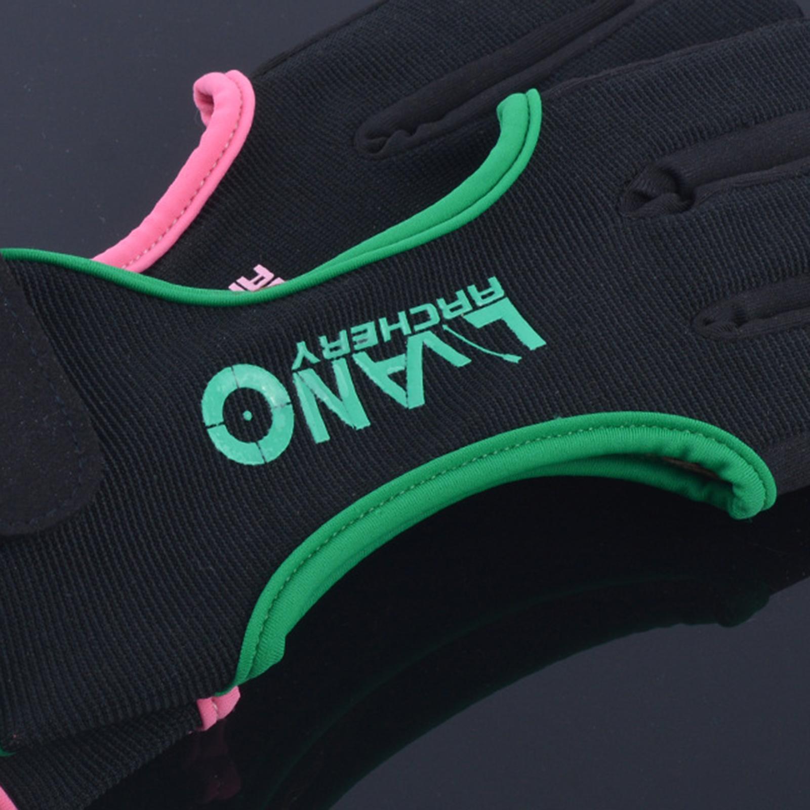 2 Piece Shooting Gloves 3 Finger Leather Gloves for Recurve Compound Black