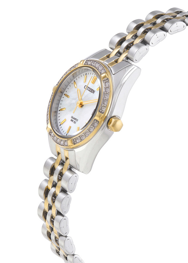 Đồng Hồ Nữ Citizen Đính Đá Swarovski Dây Thép Không Gỉ EU6064-54D - Mặt Xà Cừ