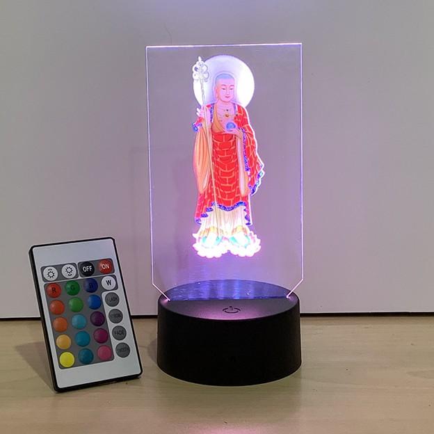 Vật phẩm phong thủy, đèn Led in hình Địa Tạng Vương Bồ Tát