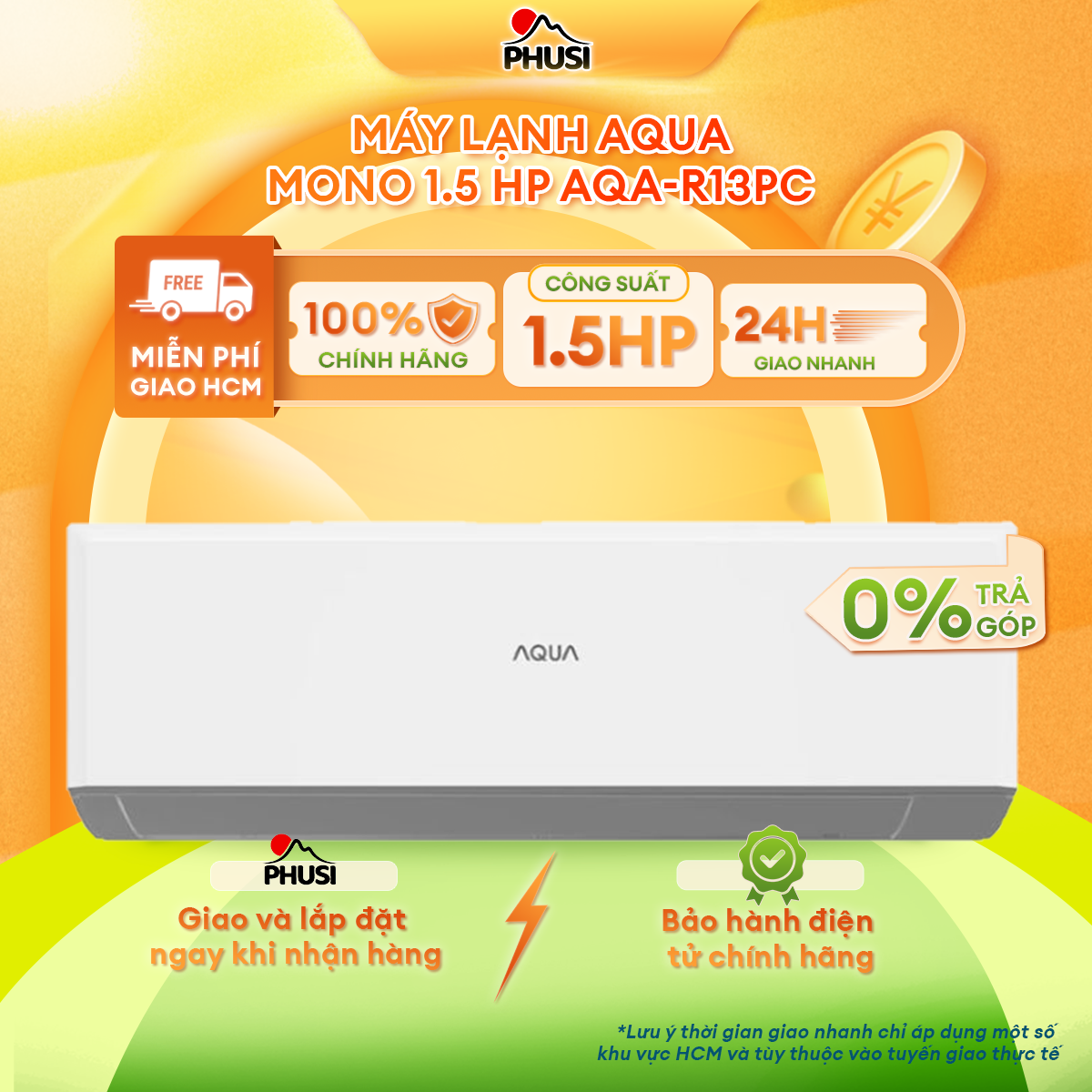 MÁY LẠNH AQUA AQA-R13PC Không inverter - Hàng chính hãng