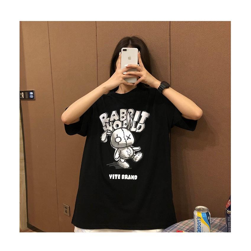 Áo thun tay lỡ RABBIT WORLD phông Unisex nam nữ tee oversize form rộng pull Ulzzang Streetwear Hàn Quốc vải mềm