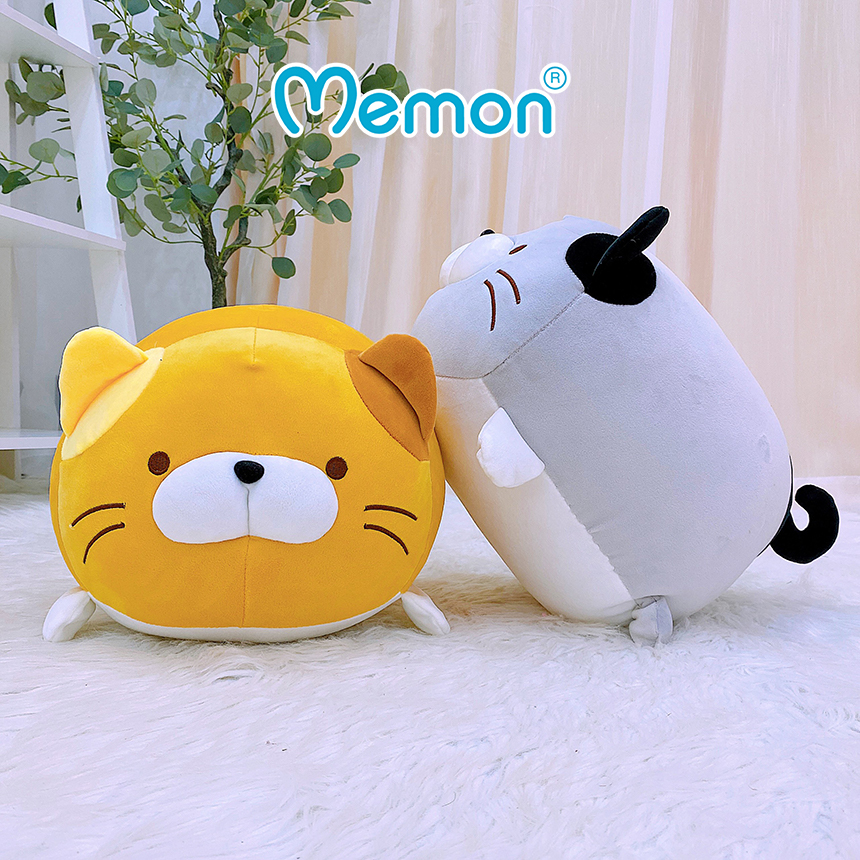 Gấu Bông Mèo Béo Nằm 40cm Cao Cấp Memon, Mèo Corgi Bông Chân Ngắn Dễ Thương