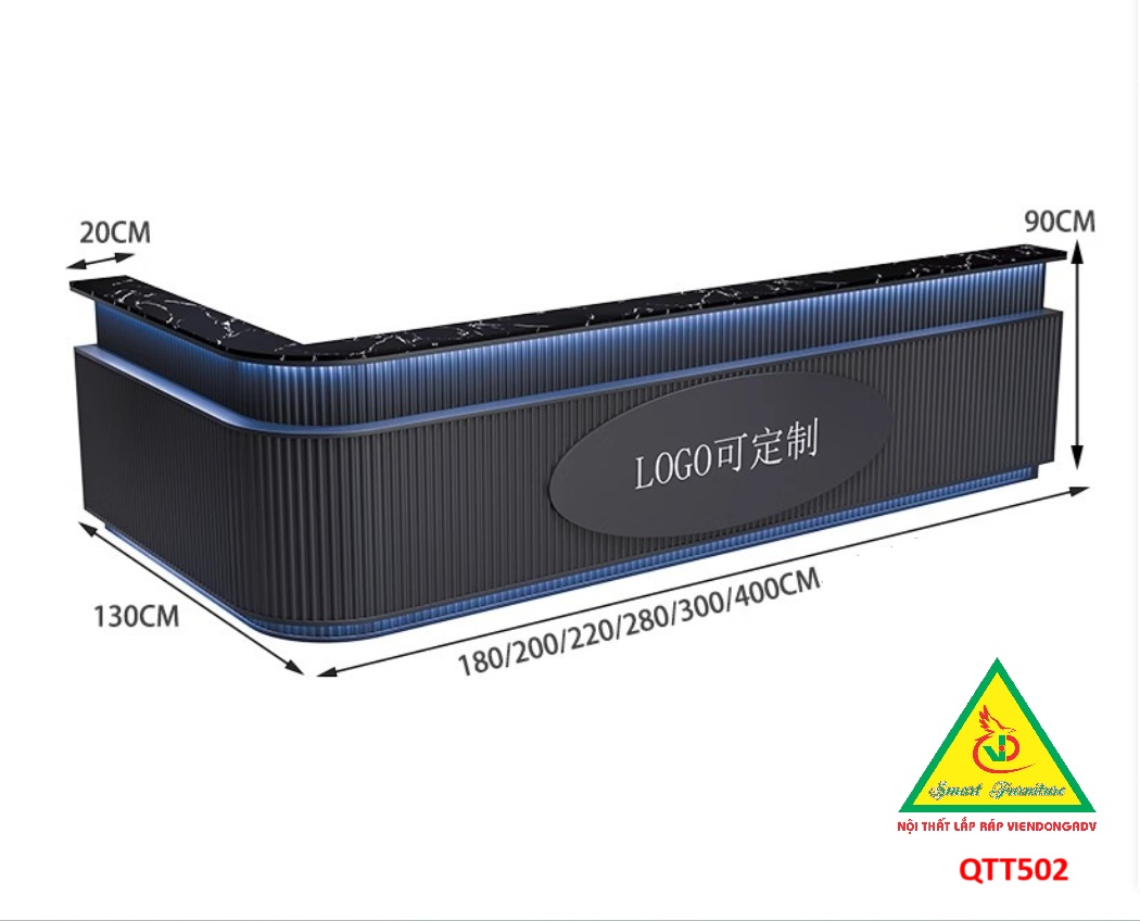 Bàn thu ngân, bàn lễ tân, bàn tính tiền bằng gỗ MDF QTT502 - NỘI THẤT LẮP RÁP VIENDONGADV
