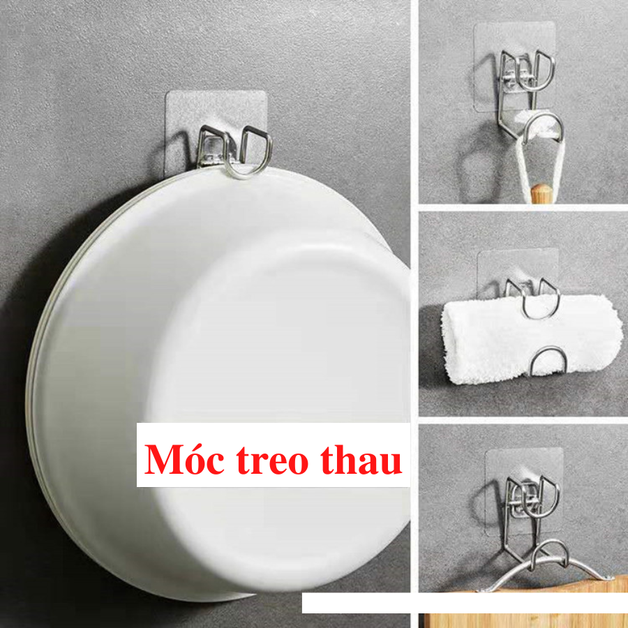 Móc treo thau chậu dán tường bằng thép, móc treo đồ dán tường siêu chắc - Hàng chính hãng