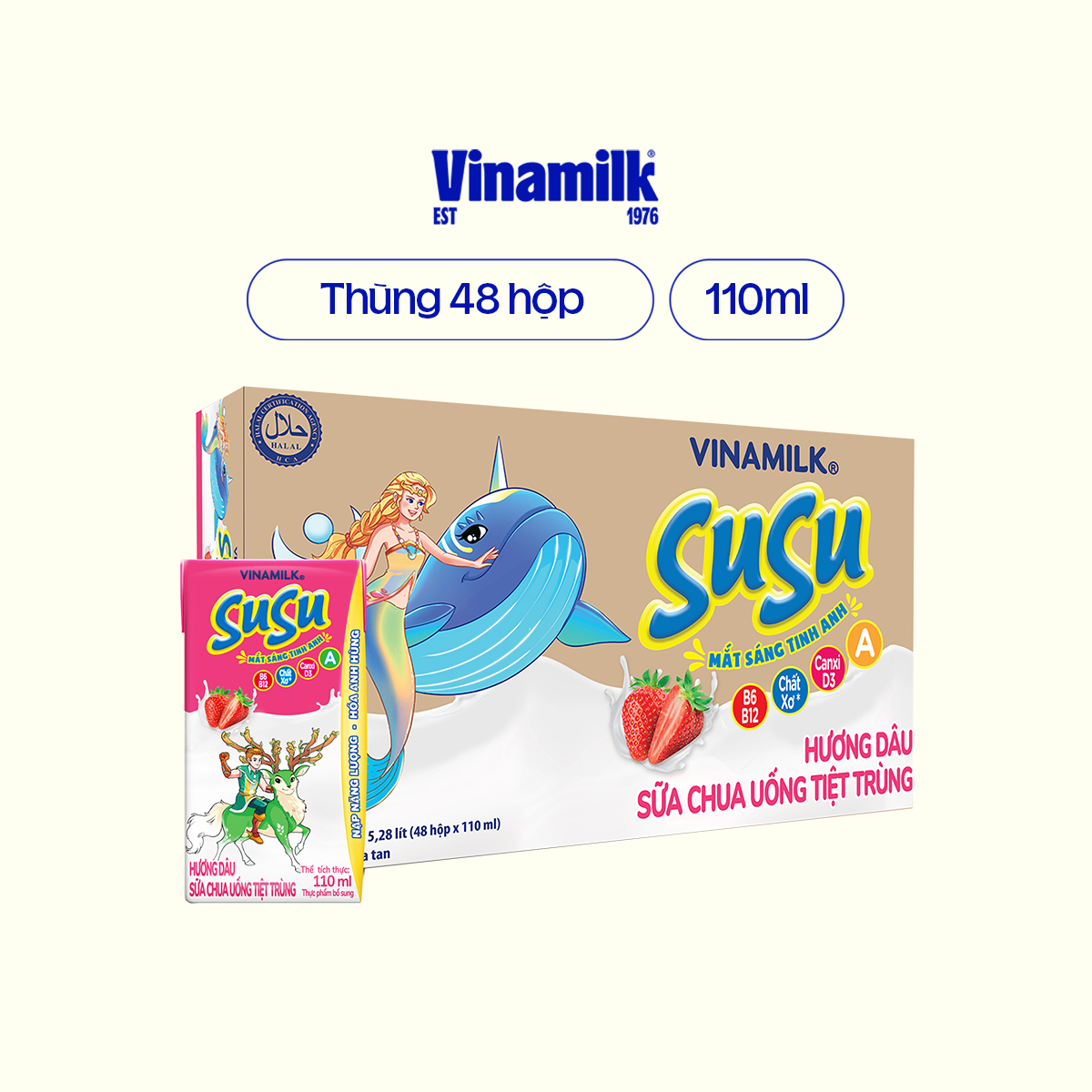 Thùng Sữa chua uống Susu hương dâu 110ml - 48 hộp/ thùng