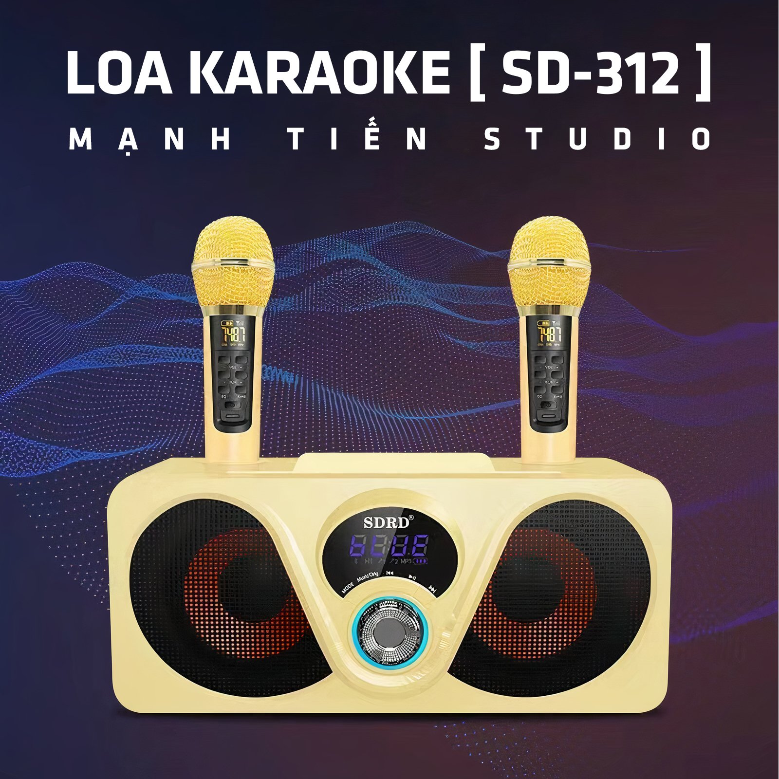 Loa karaoke bluetooth SDRD SD-312 - Loa mắt cú mới nhất - Tặng kèm 2 micro không dây có màn hình LCD - Sạc pin cho micro ngay trên loa - Chỉnh EQ, Echo, Vol ngay trên micro - Loa xách tay du lịch cực chất - Hàng nhập khẩu