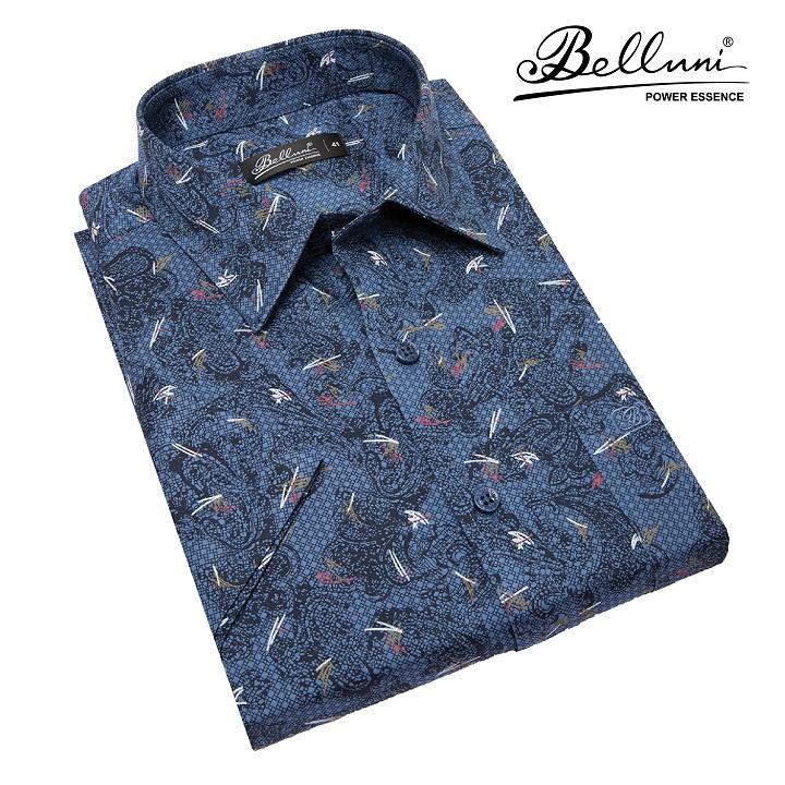 Áo sơ mi nam ngắn tay BELLUNI chất Bamboo hoạ tiết sang trọng - ABN.BPS.BE.197.B1