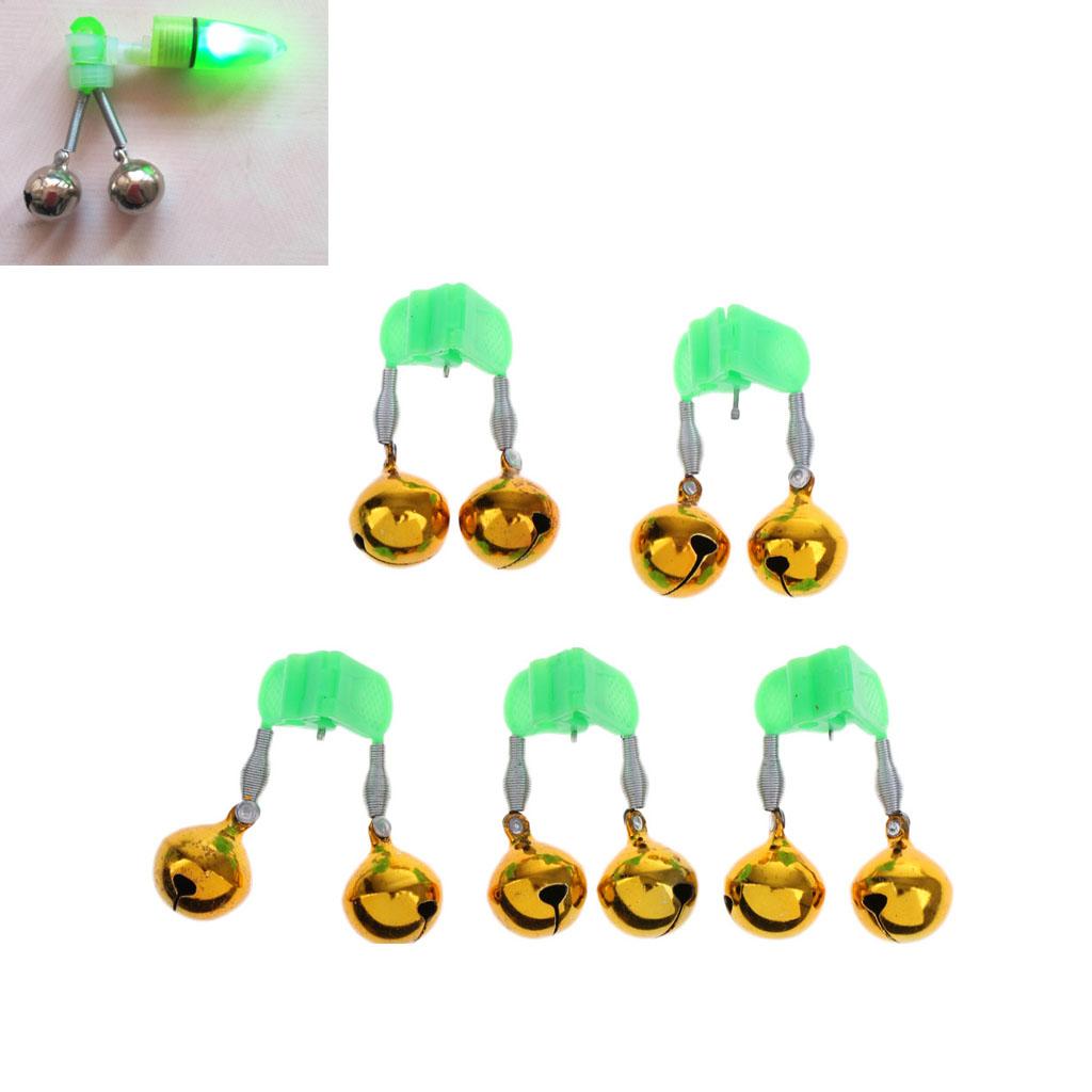 5pcs Night Fishing Rod Float Twin Bells Ring Fish Bait Bite Alarm Bell Metal Alerter Fishing Tool Accessory