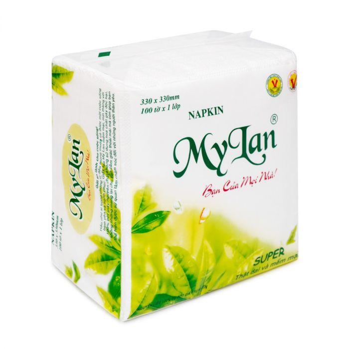 Set 5 Gói Giấy Napkin Trà Xanh Loại 330x330mm (100 Tờ/Gói)