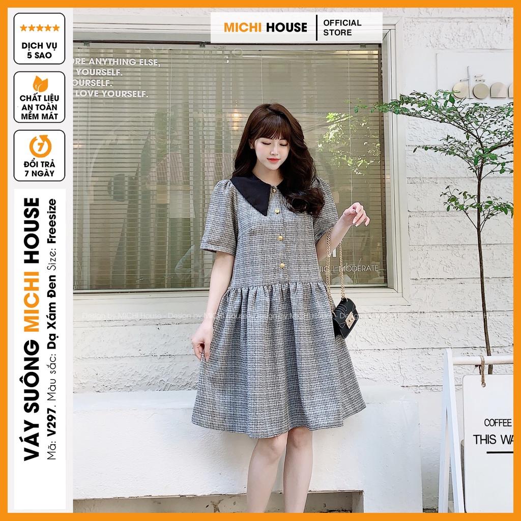 Đầm Suông Dạ Tweed Dáng Đuôi cá Freesize MICHI House Váy Thiết Kế Hàn Quốc Dễ Mặc, Bầu Xinh V297