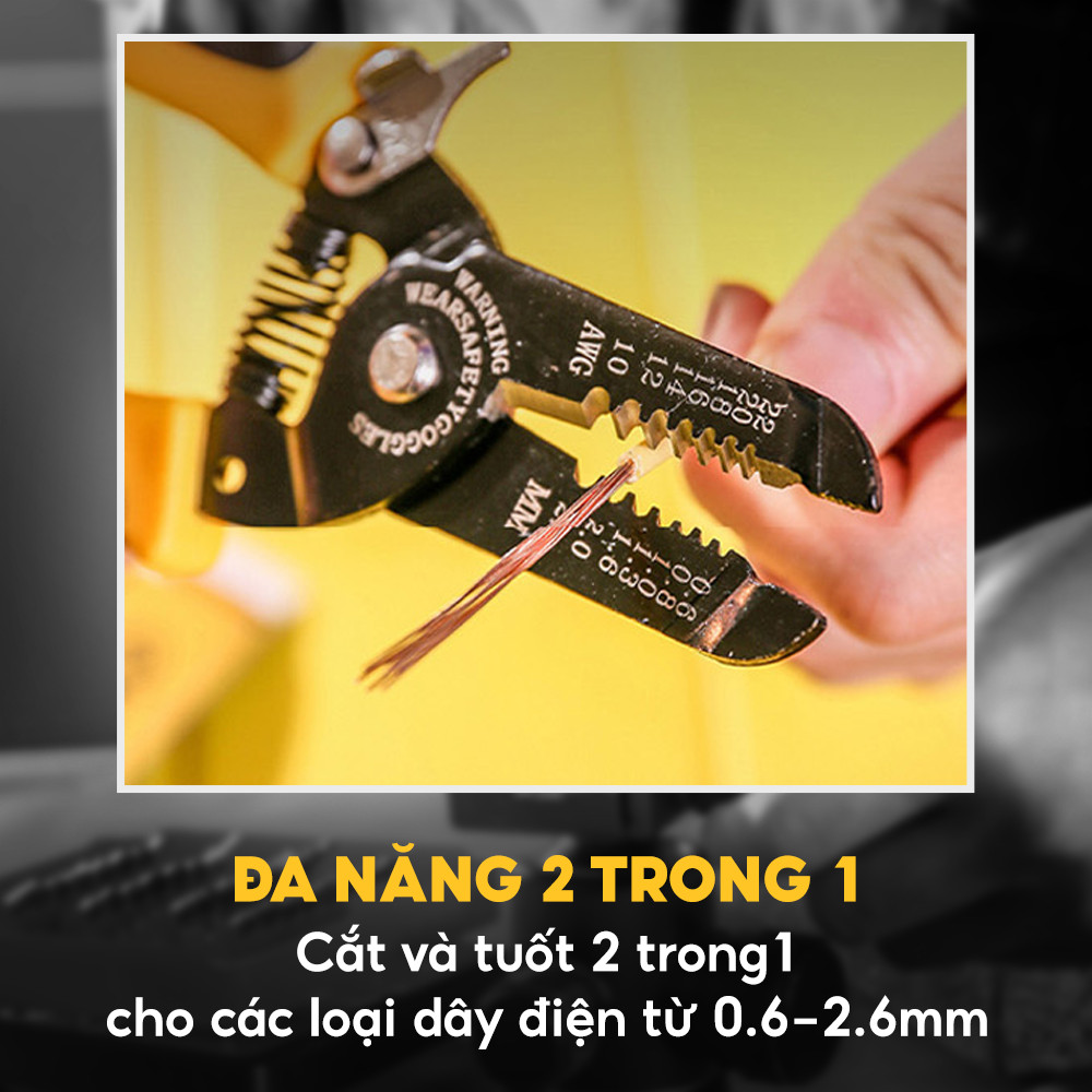 Kềm tuốt dây điện đa năng Deli 7 Inch DL2607- Hàng Chính Hãng