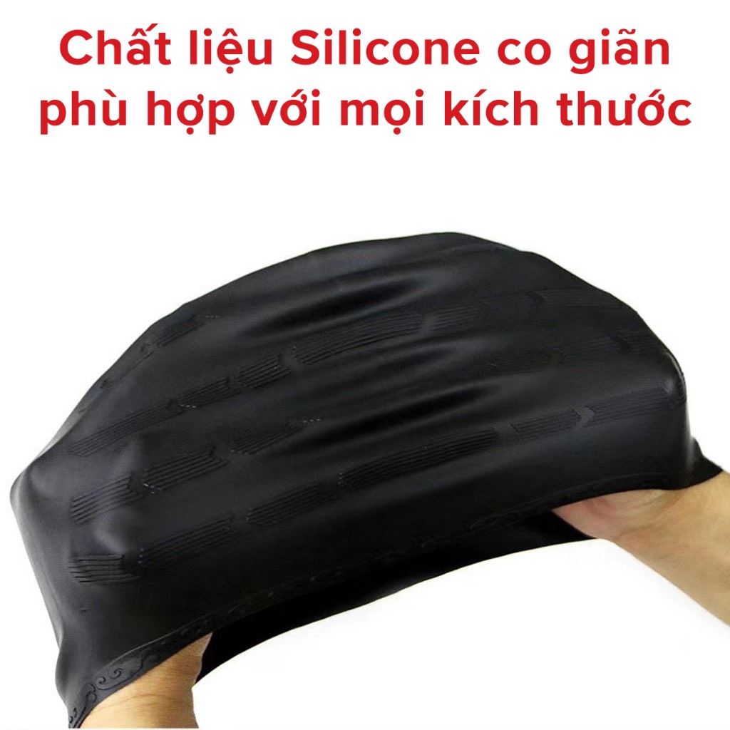 Mũ bơi người lớn chất liệu silicone cao cấp dododios dùng được cho nam, nữ ngăn nước, trùm được búi tóc dài - Mũ bơi trùm tai - Mũ bơi trùm búi tóc - Chính hãng dododios