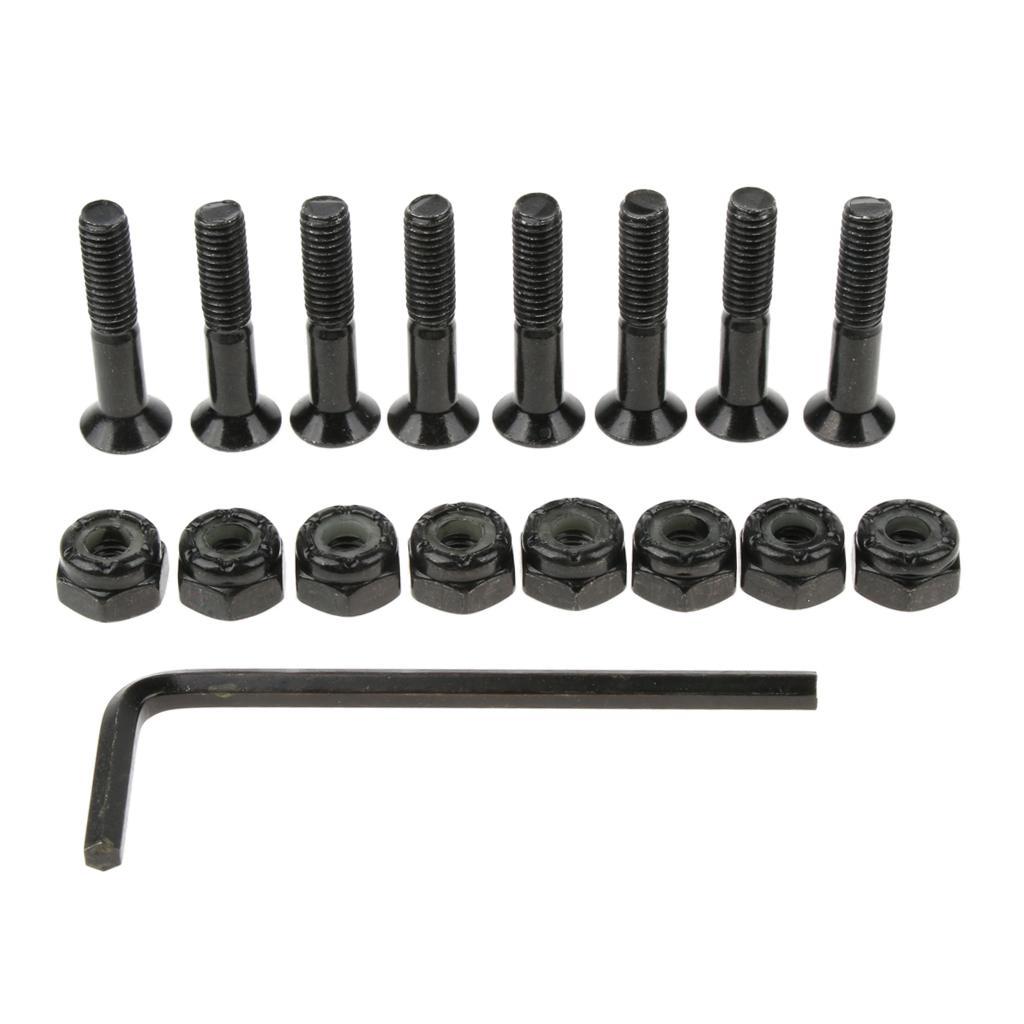 8Pcs Carbon Steel Longboard Skateboard Hardware Bolts with Hex Tool