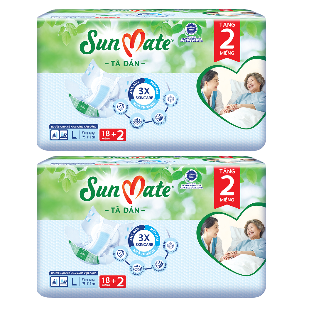 Combo 2 Tã dán người lớn SunMate XA2 mới size L-18+2 miếng