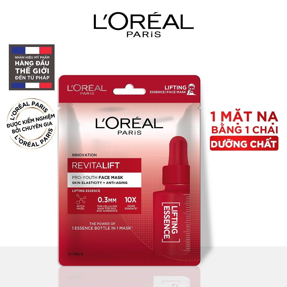 Bộ sản phẩm L'Oreal Paris Revitalift Tinh chất chống lão hóa da, Mặt nạ cấp ẩm săn chắc da, Dưỡng chất căng mướt (RV serum,Mask x3, ME 22ml x2)