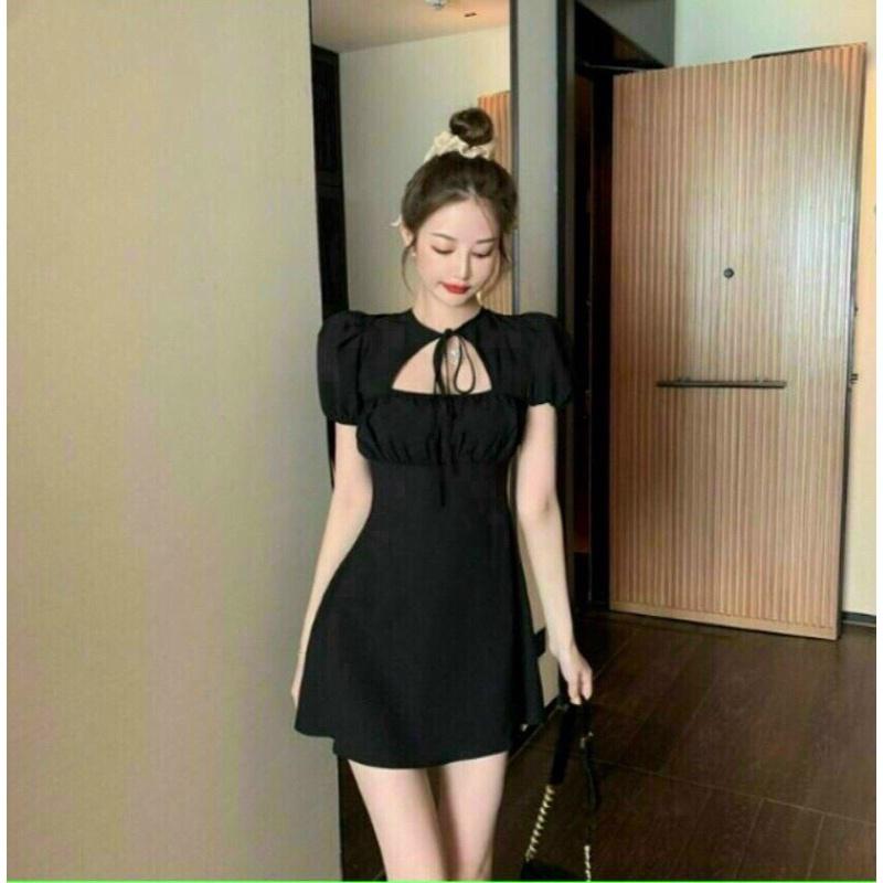 ĐẦM TAY PHỒNG NHÚN NGỰC (CÓ MÚT) CHIẾT EO DÁNG VÁY CHỮ A TÔN DÁNG