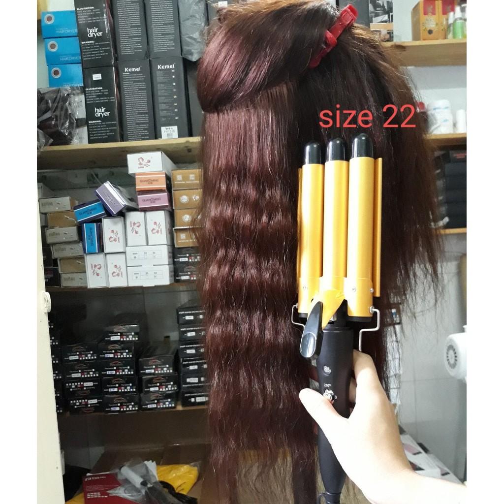 Máy uốn tóc 3 trục dập sóng nước làm tóc đẹp chuẩn salon tóc, uốn sóng nước HE19