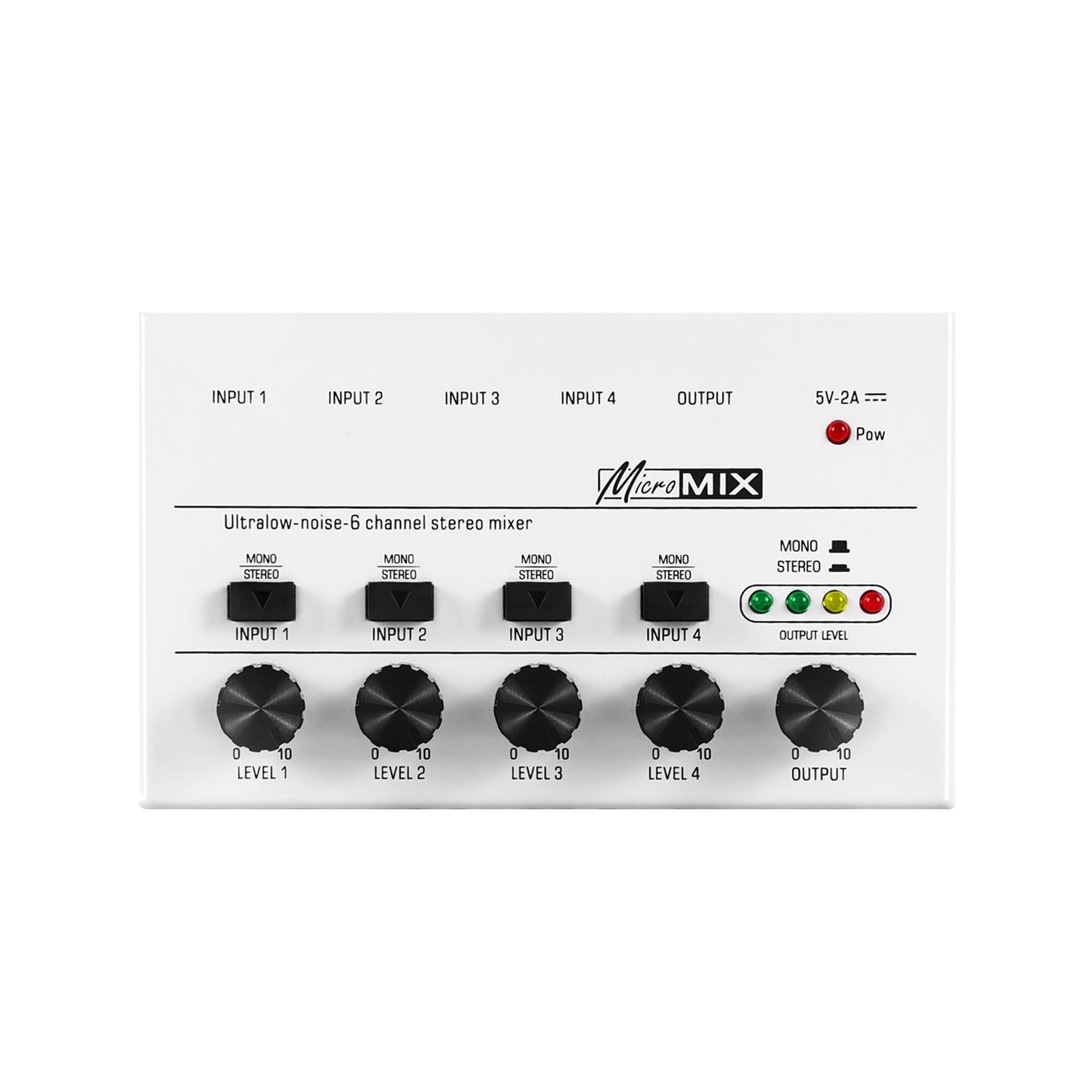 4 Channel Audio Mixer Music Recording Equipment Mini 6.3mm Equalizer Mixing Console Stereo Mixer for Club Computer Live and Studio Player