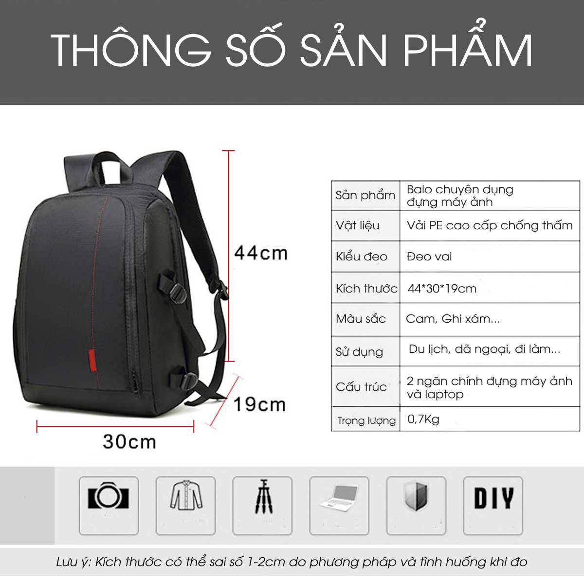 Balo đựng máy ảnh chống thấm , túi máy ảnh chuyên dụng 2 trong 1 đựng cả laptop