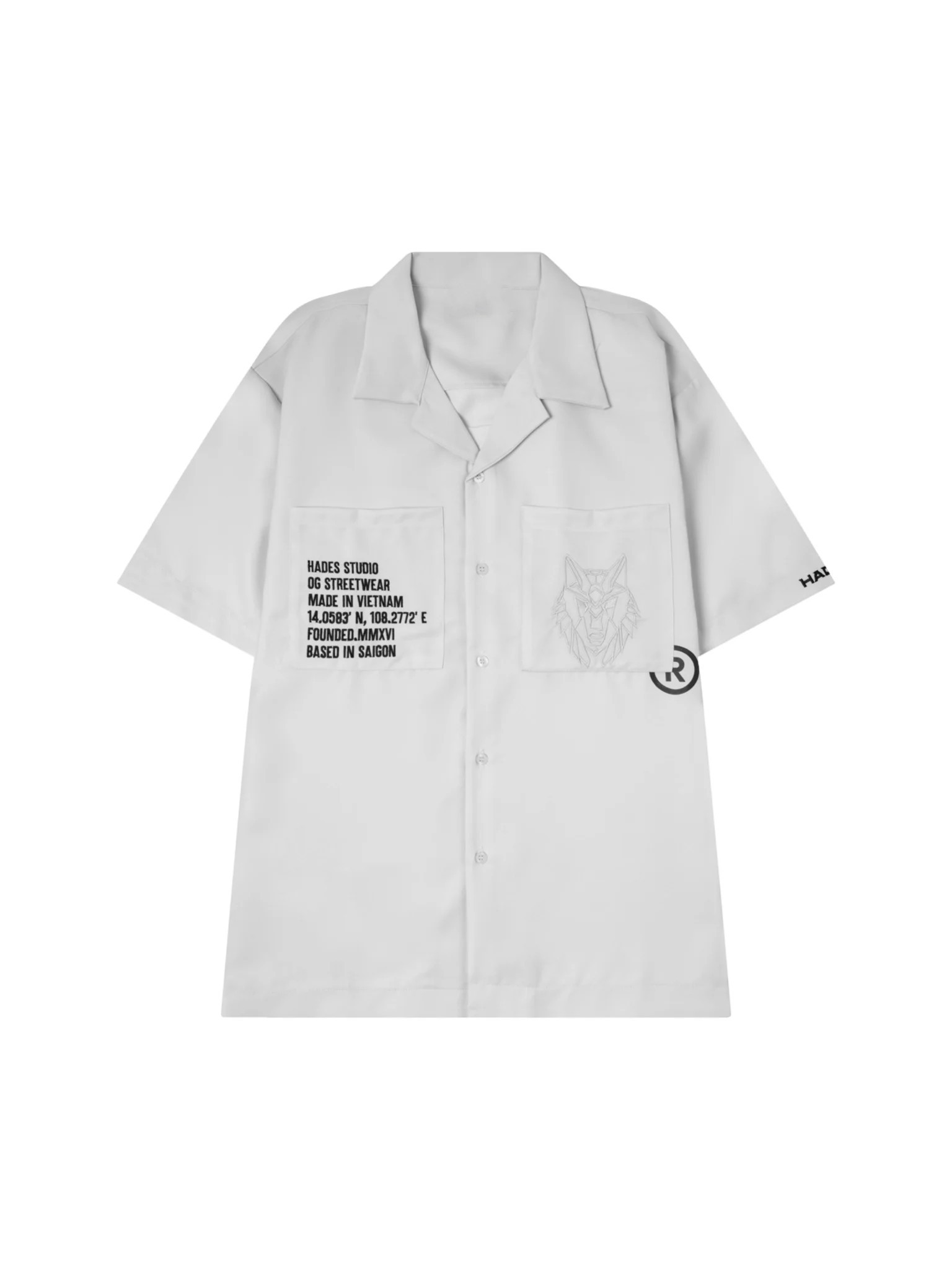 Áo sơ mi nam nữ tay lỡ , oversize chất vải kate lụa , logo thêu Hades form rộng unisex - Gin store