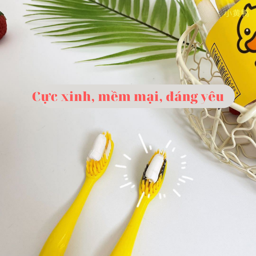 Hộp 8 bàn chải đánh răng hình vịt đáng yêu kèm đầu tưa lưỡi 2in1 thích hợp cho việc đi du lịch - Hàng chính hãng